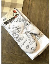 Disney Minnie Mouse NWT Sketch 3 Piece Set Oven Mitt 2 Towels Kitchen