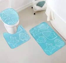 3 Piece Ultra Soft Thick Memory Foam Non-Slip Absorbent Bathroom Bath Mat Set