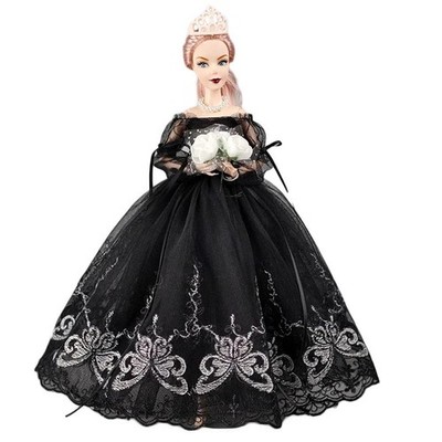 Black Handmade Clothes Dress For 11.5'' Doll Outfits 1/6 Dolls Accessories Gown
