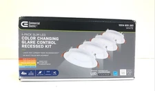 Commercial Electric Slim Baffle 4 in. Color Select Canless Recessed LED Kit 4PK