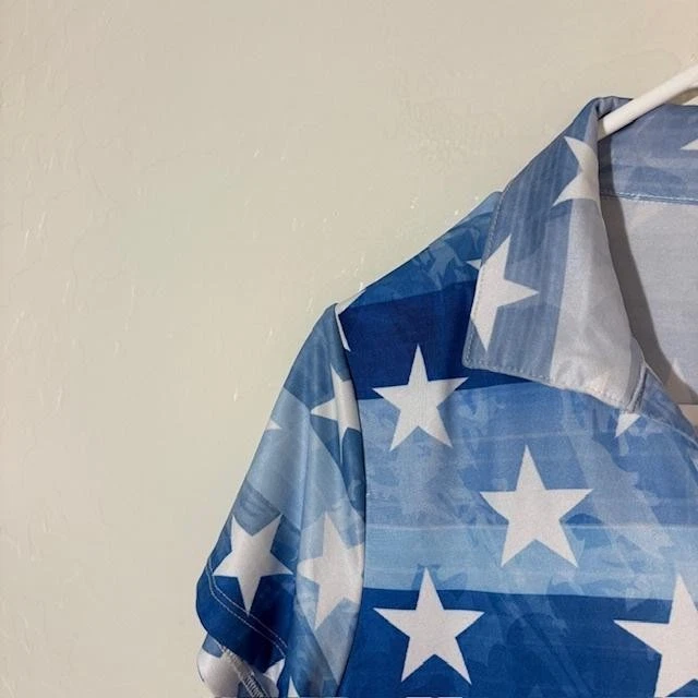 Yatta Golf Polo Shirt Womens Small Red White Blue American Flag Stars Stripes - Image 2 of 4