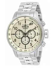 Invicta S1 Rally Men's 48mm Chronograph Watch Silver Ivory Dial 23077 New NIB