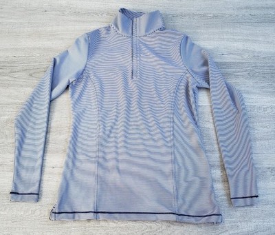 Peter Millar Women's Performance 1/4 Zip Pullover Navy White Stripe UPF 50+ XS