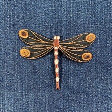 Dragonfly Applique Patch - Embroidered Garden Insect Badge 3.25" Iron On 