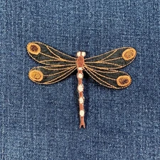Dragonfly Applique Patch - Embroidered Garden Insect Badge 3.25" (Iron On)