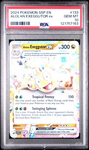 2024 POKEMON SSP EN-SURGING SPARKS #133 ALOLAN EXEGGUTOR ex PSA 10