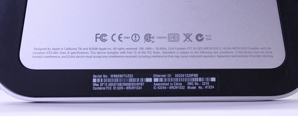 iMac 20" Early 2008 2.66GHZ Core2 Duo 500GB HDD 4GB RAM A1224 - Image 2 of 4