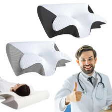 Memory Foam Cervical Neck Pillow. DERlLA Ergonomic Pillow For Sleeping, Snoring