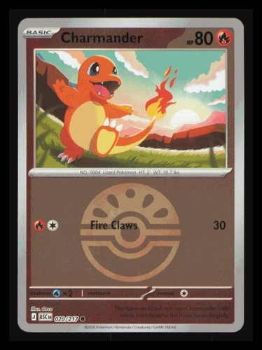 Charmander (Friend Ball)020/217 Holo ME: Ascended Heroes Pokemon Reverse Holo NM