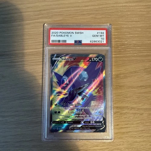 Pokemon Sableye V Sword & Shield Full Art #194 PSA10 Gem Mint