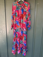 FARM Rio NWT Animal Collage Maxi Dress L Sheer Tropical $300