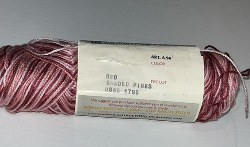 1 Vtg Skein Red Heart Yarn Luster Sheen Shaded Pinks 020 100% Creslan Acrylic - Picture 4 of 8