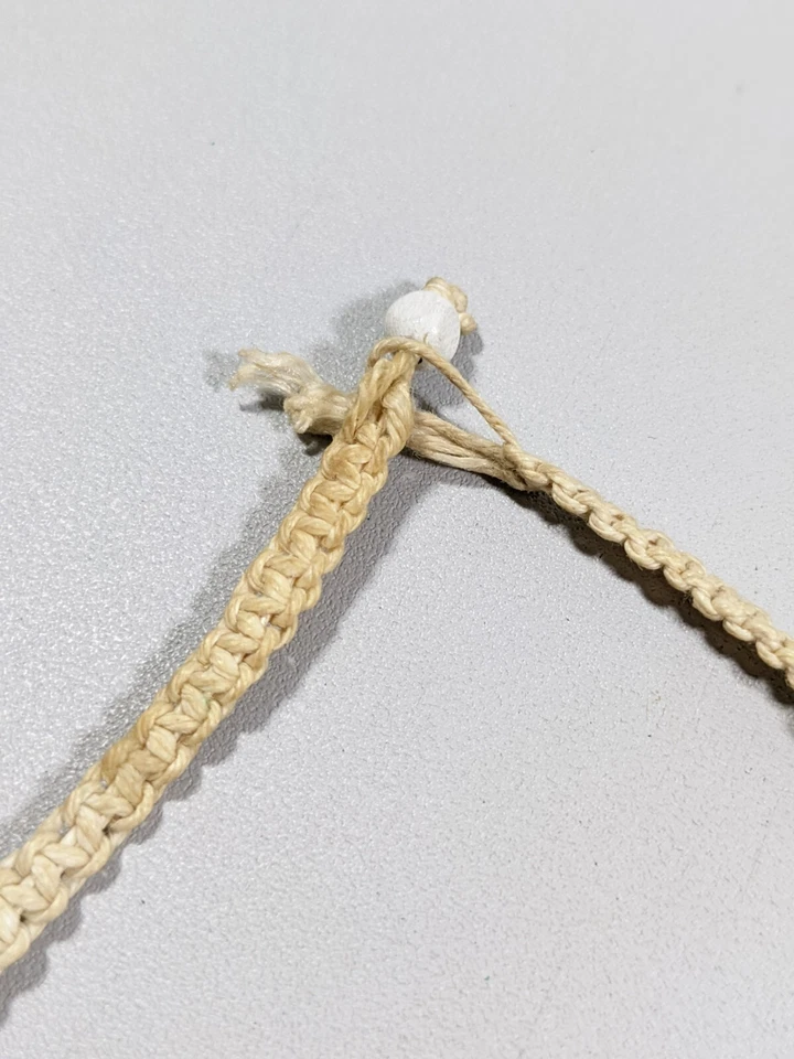 Artisan woven Style Beige Cord Red White Glass Bead Ankle Bracelet Anklet 12 in - Image 3 of 4