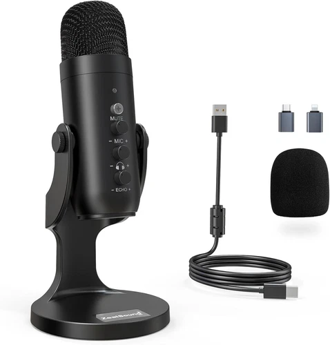 USB Microphone, PC Computer Gaming Streaming Mic with RGB Light, Plug & Play Ga
