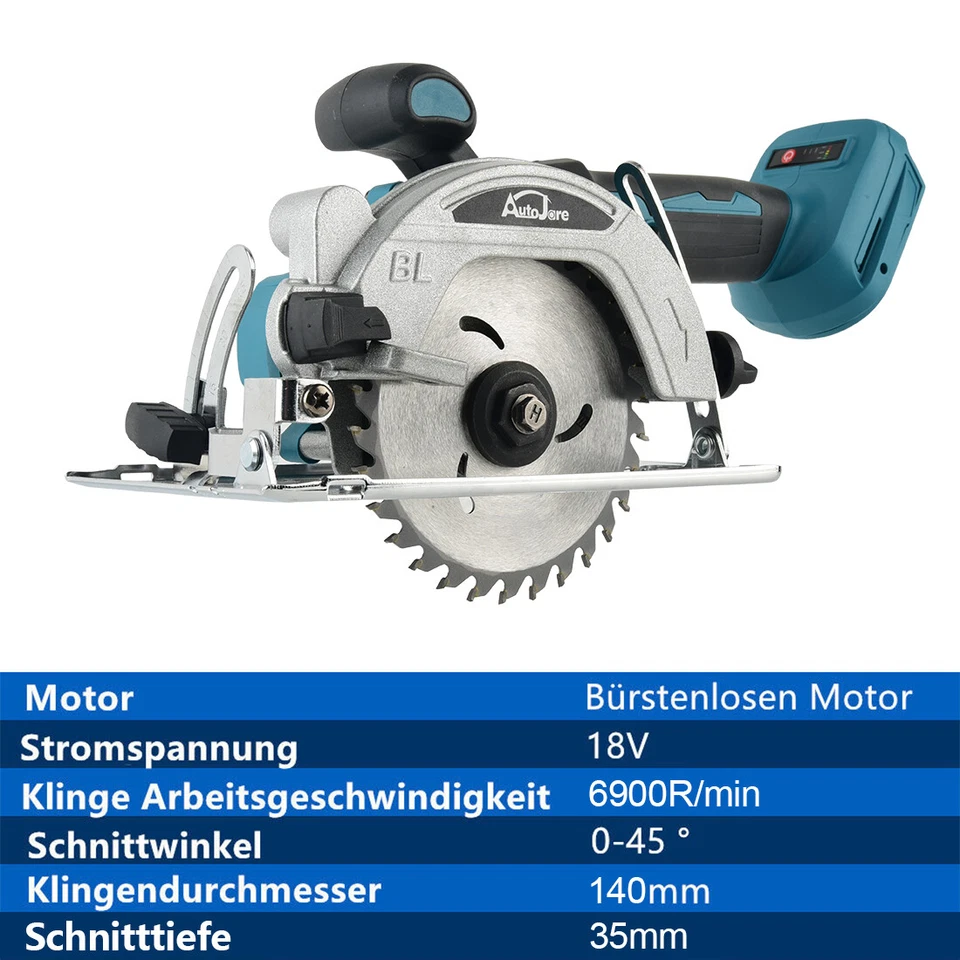 For 18V Makita Cordless Hand Circular Saw Cordless Circular Saw Saw Brushless 140mm DHL - Image 4 of 4