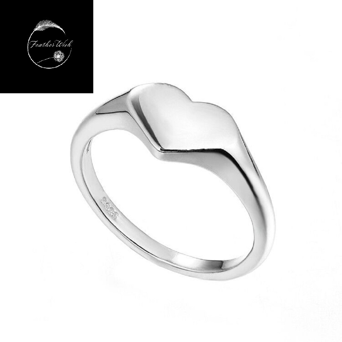 ☆nff☆ silver925 heart logo ring nff1 Sterling Silver 925 Ring Retro Heart Signet Band Size