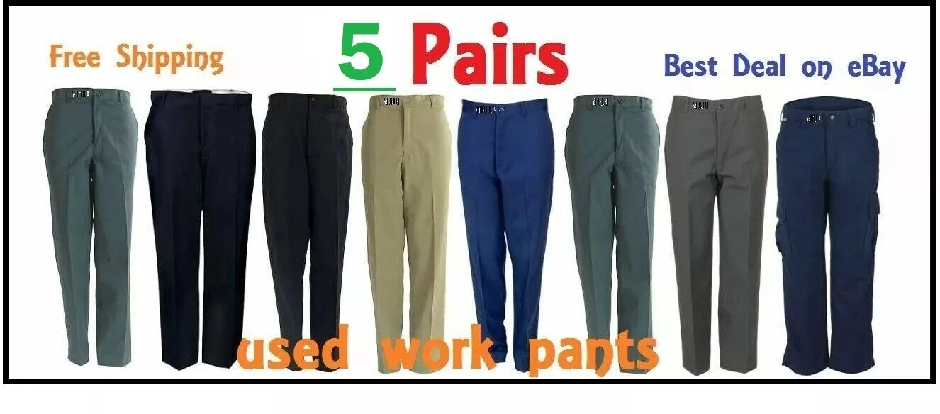 5 Used Work Pants - Available Colors-Black, Blue , Grey - FREE Priority Shipping