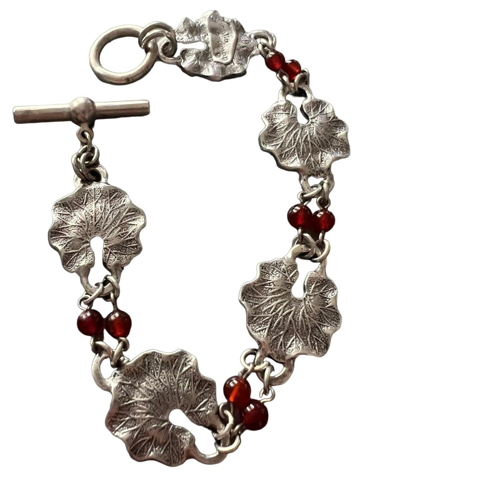 Celia Landman Vintage Leaf & Red Beads Bracelet