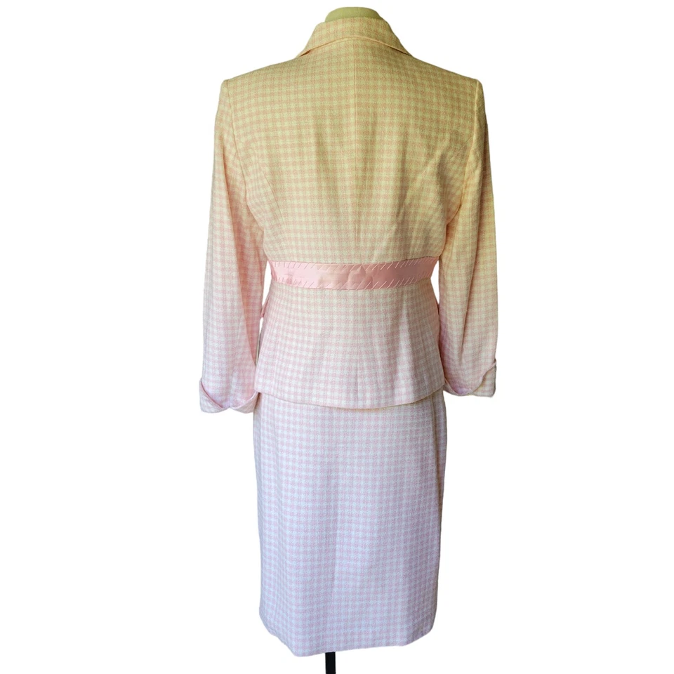 Conjunto Blazer Chaqueta Falda Apostrophe Talla 10 Para Mujer Rosa Blanco Manga Larga Forrada Foto 3 de 4