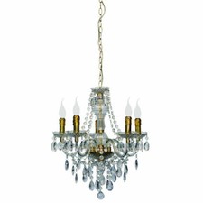 Kronleuchter 5 flammig klar messing Lüster Leuchter LED möglich  5 x E14