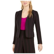 Bar III Women XL Black Begonia Purple Striped Notched Collar Blazer NWT DE79