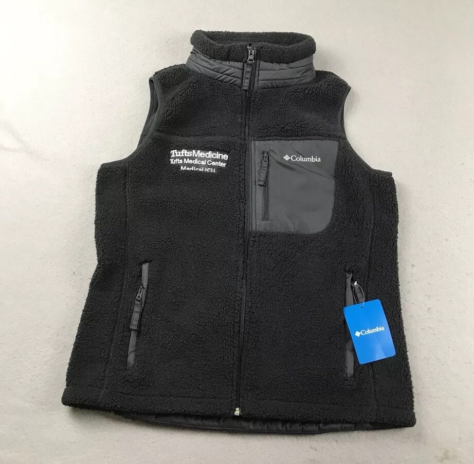 Columbia Vest Womens Medium Black Fleece Full Zip Tufts Medicine