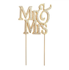 Bride and Groom Cake Toppers,Mr and Mrs Cake Topper For Wedding Anniversary Gold