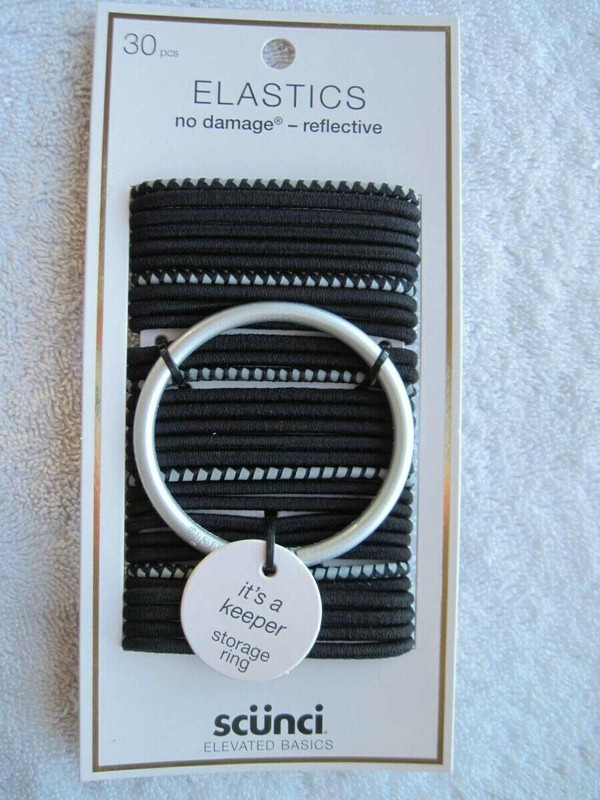30 Scunci No Damage Elastics Metal Keeper Storage Ring Reflective Hair Bands