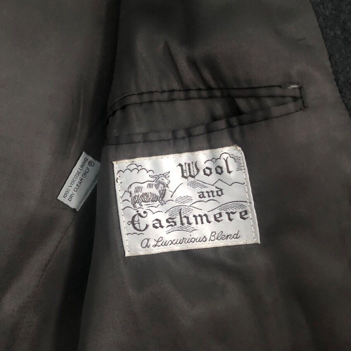 Vintage Men's long wool + cashmere overcoat jacket made in