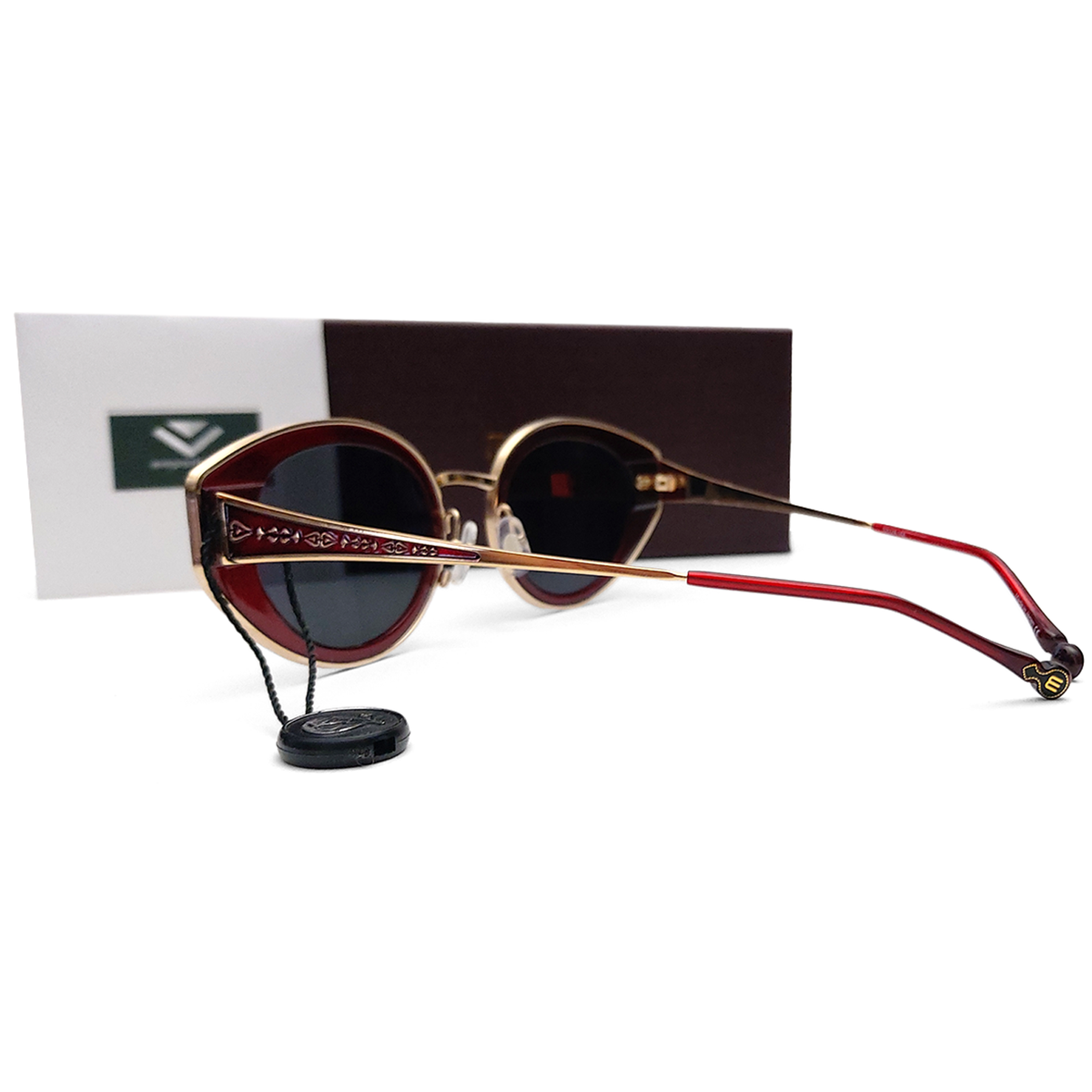 Matsuda M3120 Cat Eye Sunglass Bordeaux Pale Gold Grey Solid