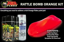 Rattle Bomb Kit - Orange Kit - Aerosol Metal Flake, Basecoat, Kandy, Clearcoat