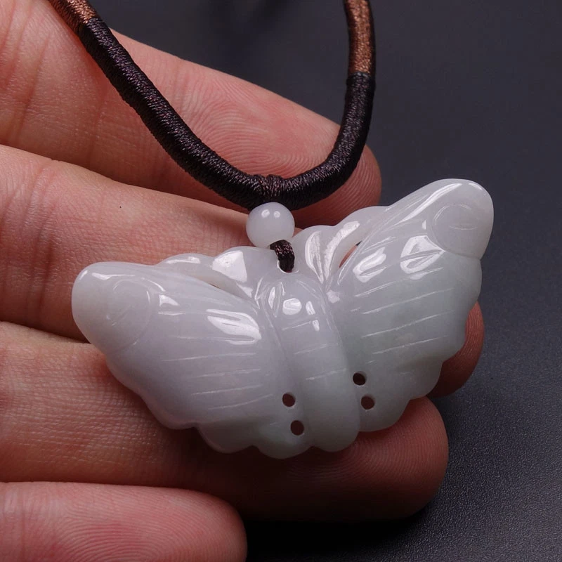 Certified Grade A 100% Natural Green Jadeite Jade Pendant Hand-carved Butterfly - Image 4 of 4