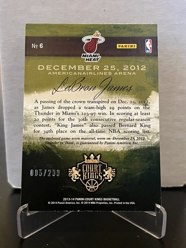 2013-14 Court Kings Performance Art #6 Lebron James Gm Worn Patch 005/299 - Picture 2 of 3