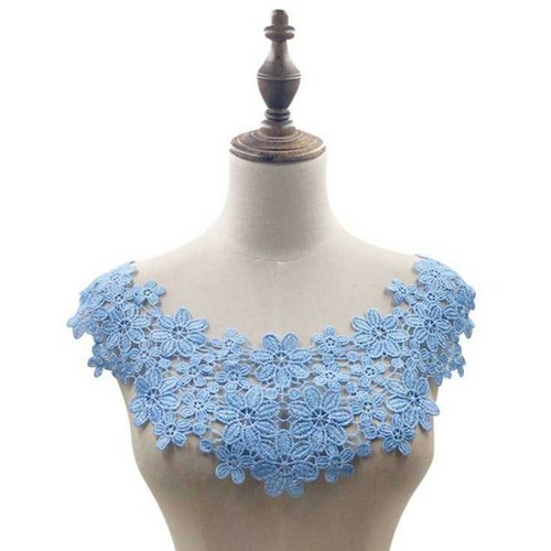 Floral Lace Embroidered Neckline DIY Collar Trim Clothes Sewing Applique Patch - Picture 5 of 28