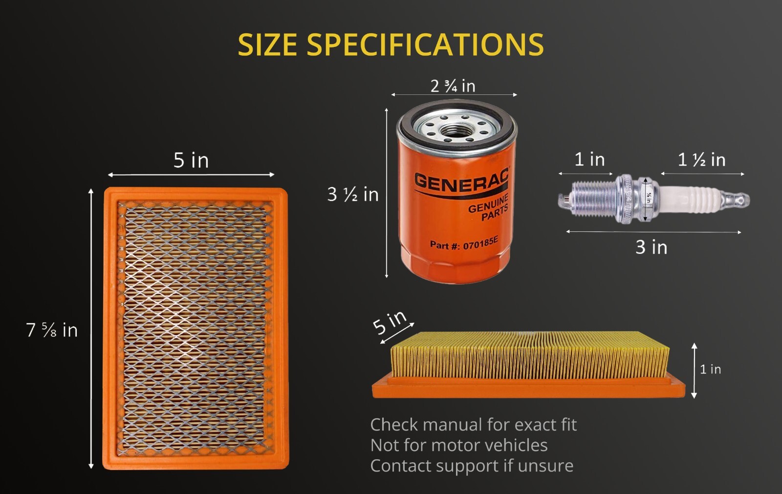 UGP 0J93200SSM Maintenance Kit with Air 410 8KW 5W30 Synthetic Oil for Generator