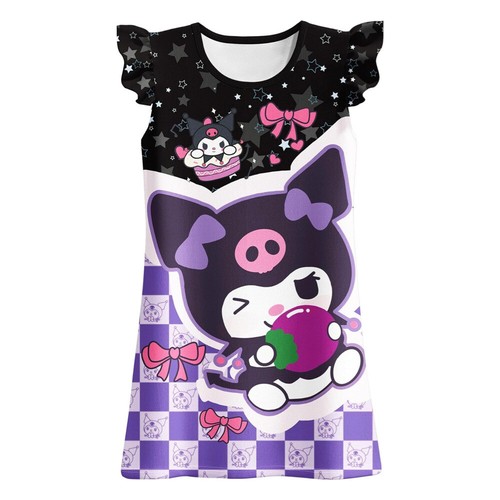 Girls Sanrio Kuromi Sleepwear Pajamas Nightdress Summer Beach Skirt Party Dress - Picture 10 of 10