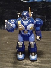 Hap-P-Kid Happy Toy Robot Blue Action Vintage 7 Inches