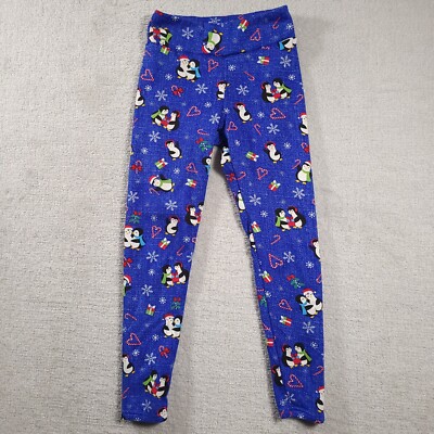 No Boundaries Leggings Faux Fur Lined Juniors Medium 7-9 Blue Holiday  Penguins