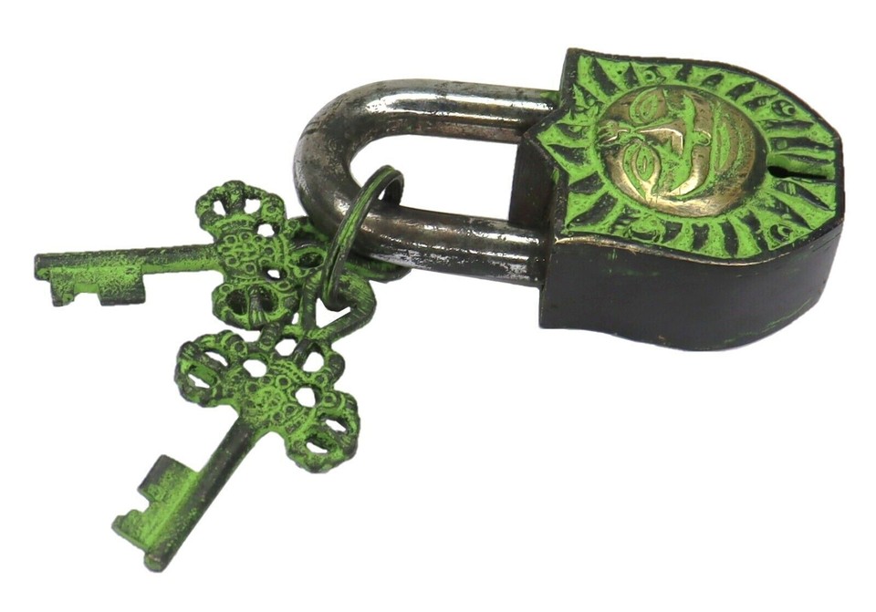 Lord Sun Engraved Door Lock Antique Vintage Style Handmade Solid Brass