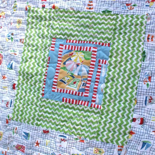 Vintage Handmade Patchwork Quilt Cotton Beach Ocean Seaside Theme - Picture 11 of 23