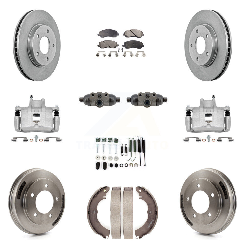 Front & Rear Brake Caliper Rotor Drum Pad Shoe Cylinder Hardware Kit