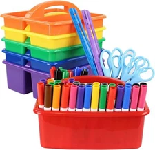 Art Supply Storage Organizer Set - Colorful Assorted Set of 6 Bin Baskets Sta...