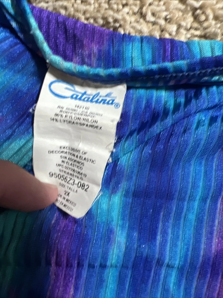 Catalina Mujer 2X Nylon Cubre Falda Acanalada Azul Corbata Cintura Foto 2 de 4