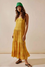 Free People Women's Marigold Yellow Relaxed Fit Sleeveless Maxi Dress Size M