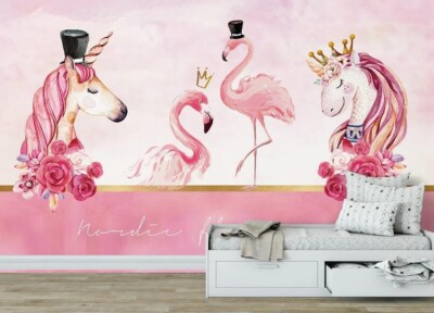 3D Flamingo Unicorn G5361 Wallpaper Wall Murals Removable Self-adhesive Honey