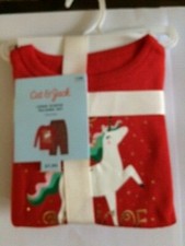 NWT New Girl's Cat and Jack Long-Sleeve Pajamas 2-piece Unicorn 12M