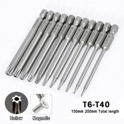Länge Torx Bits LOCH T6 T7 T8 T9 T10 T15 T20 T25 T27 T30 T40 Schraubendreher Bit