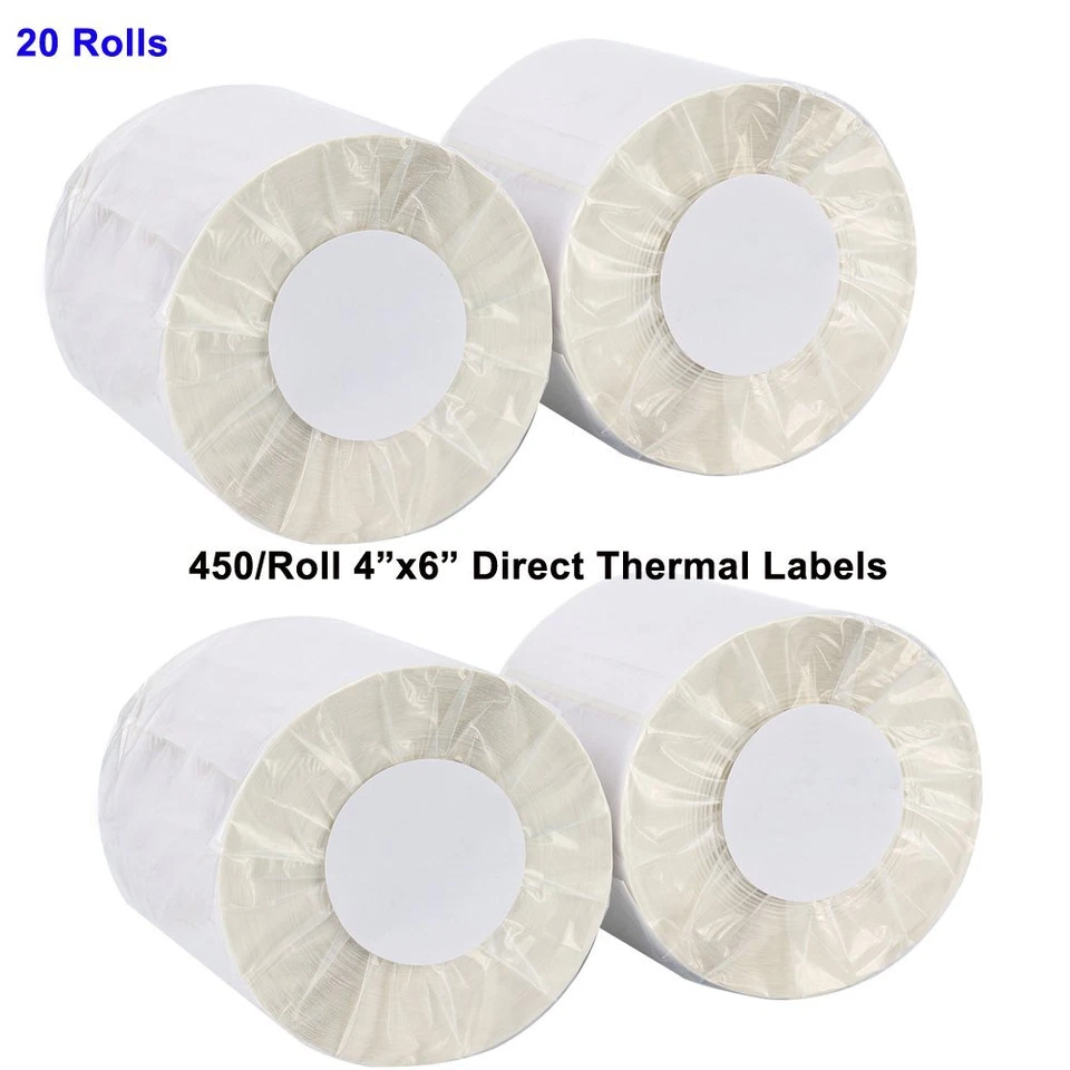 20 Rolls 450/Roll 4x6 Direct Thermal Labels For Zebra Eltron 2844 Free Shipping