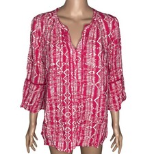 Gloria Vanderbilt Shirt Womens Large Pink Whi...