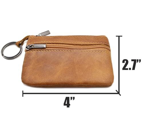 Freezx Women Genuine Leather Coin Pouch Zip Mini Purse Wallet Key